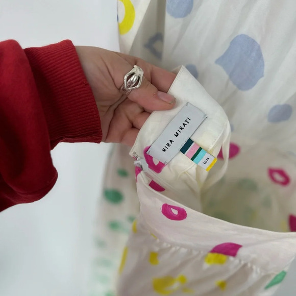 Mira Mikati Dot Print Cotton Midi Dress Open Back - Picture 9 of 9